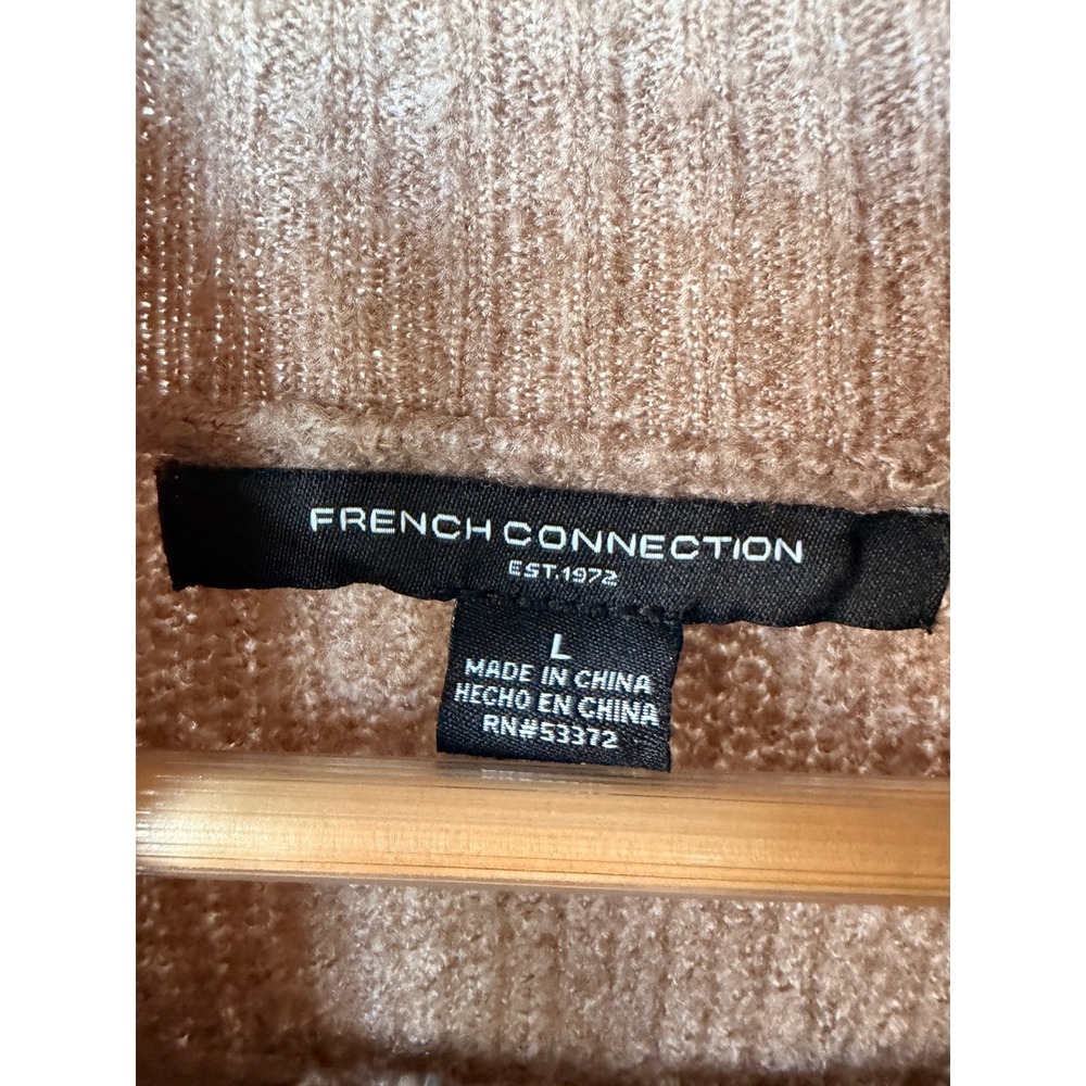 NWT FRENCH CONNECTION Turtleneck Ribbed Knit‎ Sweater Loose Fit Beige Women's L - Picture 3 of 10